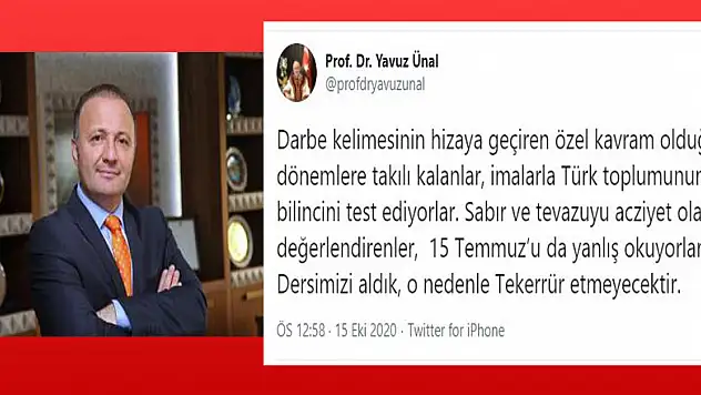 Rektör Ünal: 'İmalarla Türk toplumunun bilincini test ediyorlar'