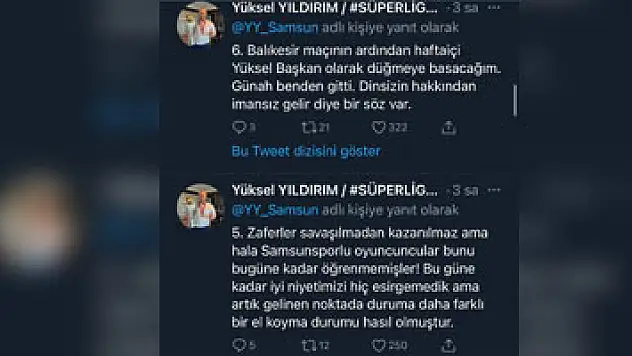 Samsunspor Başkanı Yıldırım'dan futbolculara sert mesajlar