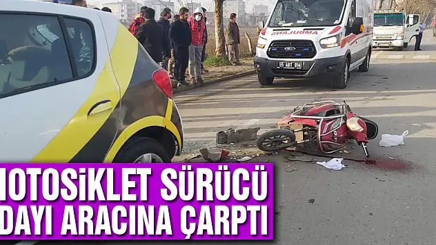 Motosiklet sürücü adayı aracına çarptı: 1 yaralı
