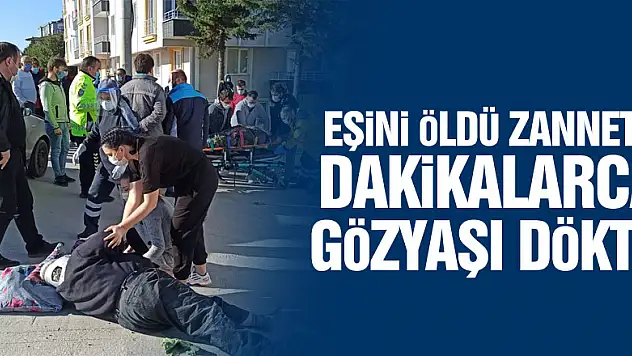 Kazada eşinin öldüğünü zanneden motosiklet sürücüsü dakikalarca gözyaşı döktü