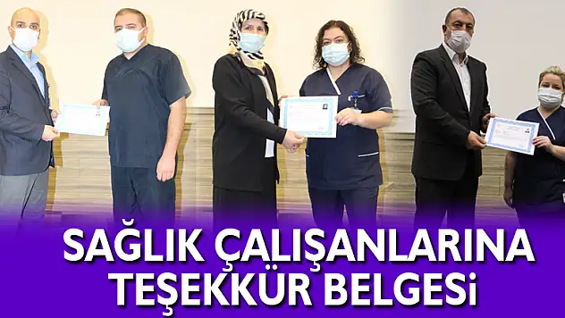 Sağlık Çalışanlarına Teşekkür Belgesi