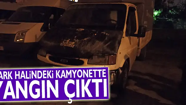 Park halindeki kamyonette yangın çıktı