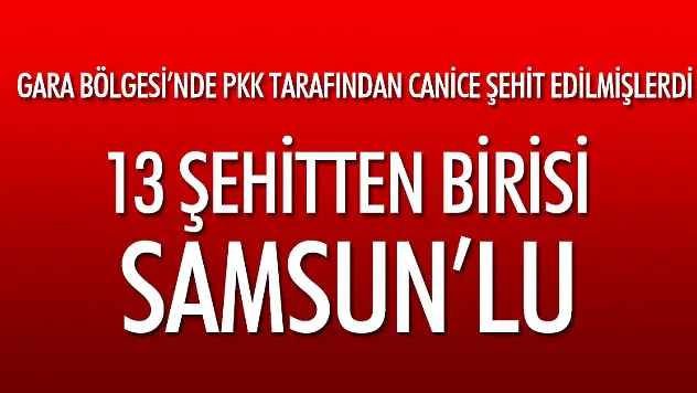 13 şehitten biri Samsun'lu 