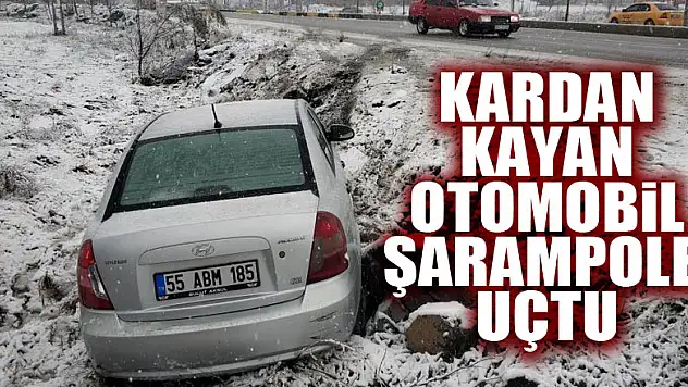 Samsun'da kardan kayan otomobil şarampole uçtu