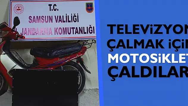 Televizyon çalmak için motosiklet çaldılar!