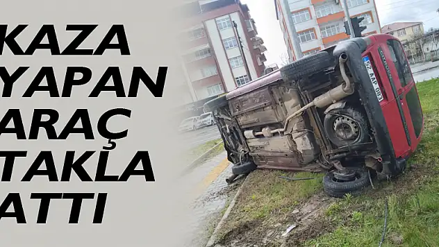 Kaza yapan araç takla attı