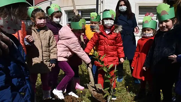 Minik eller fidanları toprakla buluşturdu