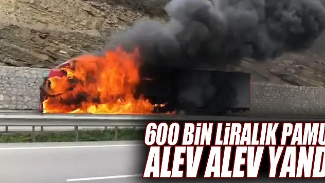 Samsun'da 600 bin liralık pamuk, tırla birlikte alev alev yandı