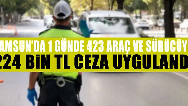 Samsun'da 1 günde 423 araç ver sürücüye 224 bin TL ceza uygulandı