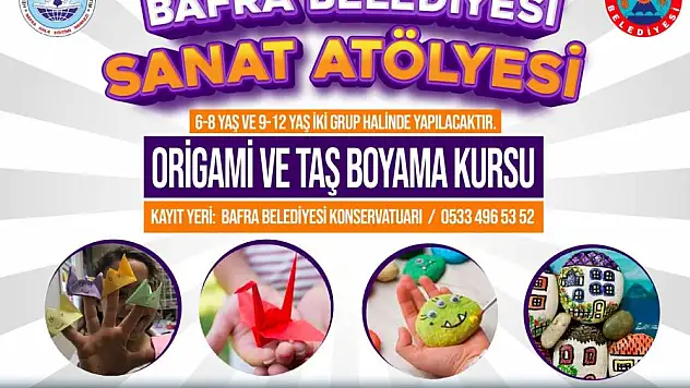 Bafra'da origami ve taş boyama kursu