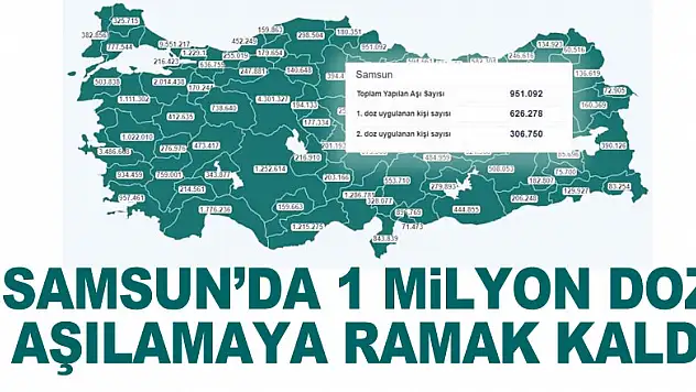 Samsun'da 1 milyon doz aşılamaya ramak kaldı