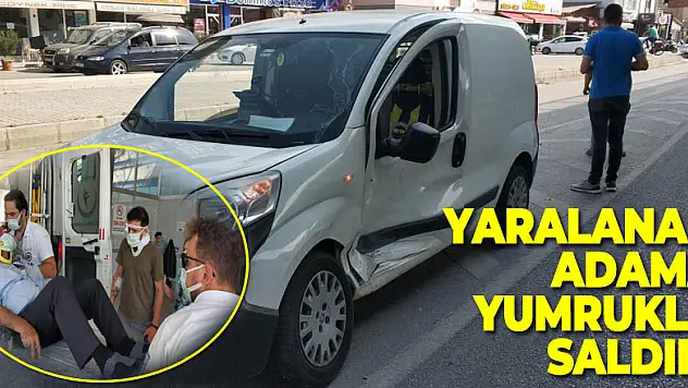 Kazada yaralanan yaşlı adama yumruklu saldırı güvenlik kamerasında