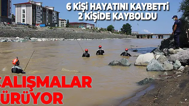 Rize'de yaşanan sel sonrası Güneysu Deresi'nde kayıp arama çalışmaları devam ediyor