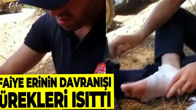 Yaralanan itfaiye eri kendini tedavi ettikten sonra alevlere müdahaleye devam etti