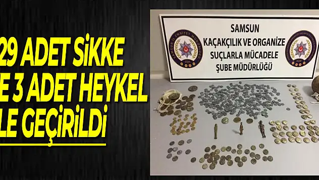 Şüpheli araçtan 429 adet sikke ve 3 adet heykel ele geçirildi