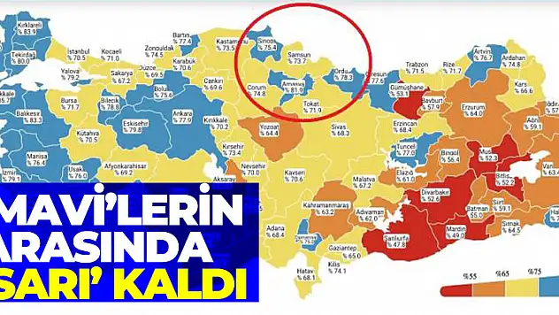 Samsun aşı haritasında 'mavi'lerin arasında 'sarı' kaldı