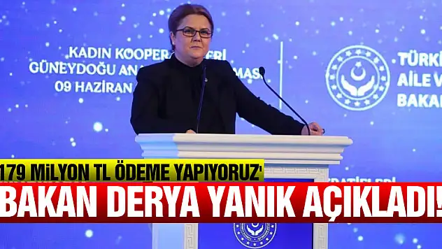 Bakan Derya Yanık açıkladı! '179 milyon TL ödeme yapıyoruz'