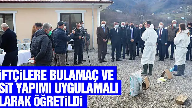 Çiftçilere bulamaç ve asit yapımı uygulamalı olarak öğretildi