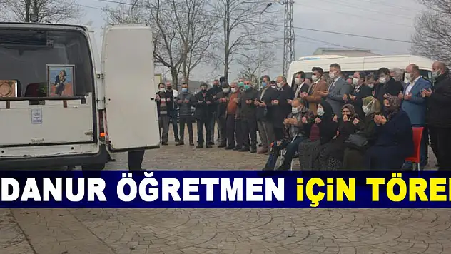 Kazada eşi ile birlikte ölen Edanur öğretmen için görev yaptığı okul önünde tören