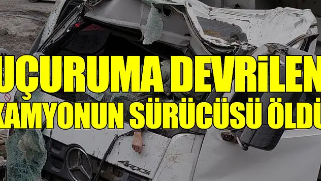 Taş ocağında uçuruma devrilen kamyonun sürücüsü öldü