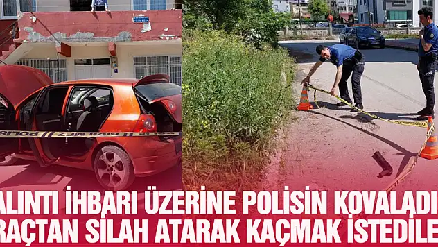 Çalıntı ihbarı üzerine polisin kovaladığı araçtan silah atarak kaçmak istediler