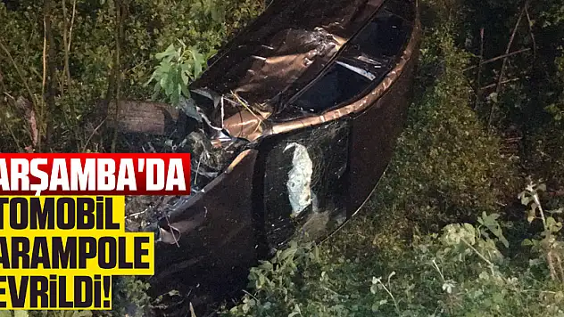 Çarşamba'da otomobil şarampole devrildi!