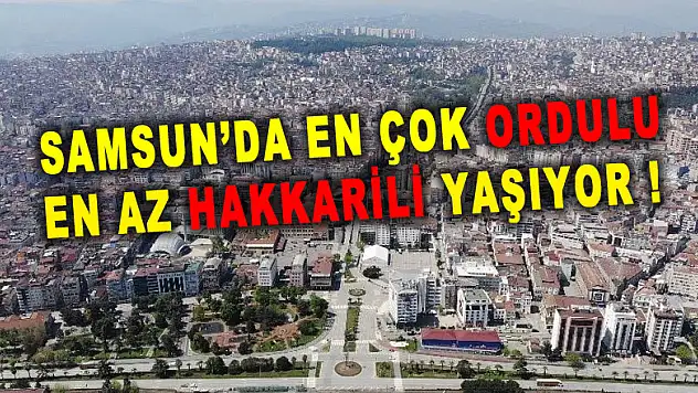 Samsun'da en çok Ordulu, en az Hakkarili yaşıyor