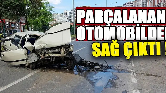 Parçalanan otomobilden sağ çıktı: Kaza anı kamerada