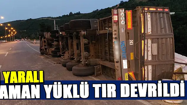 Samsun'da saman yüklü tır devrildi: 1 yaralı