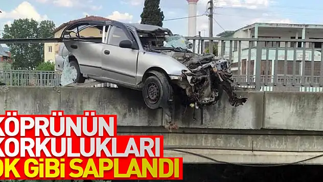 Köprünün korkulukları otomobile ok gibi saplandı: 1 yaralı
