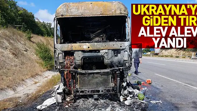 Ukrayna'ya giden karpuz yüklü tır alev alev yandı