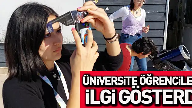 Samsun'da güneş tutulmasına üniversite öğrencileri ilgi gösterdi