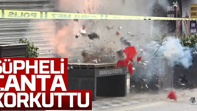 Samsun'un İstiklal Caddesi'ndeki şüpheli çanta fünye ile patlatıldı