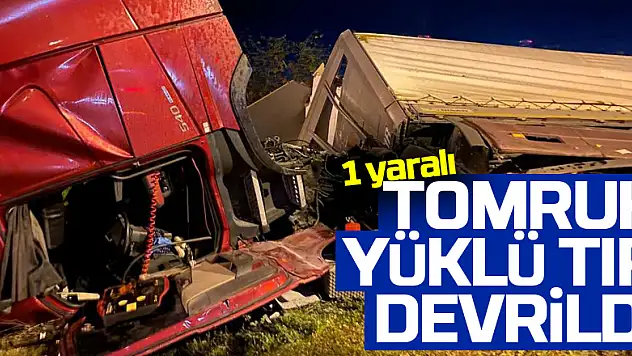 Samsun'da tomruk yüklü tır devrildi: 1 yaralı