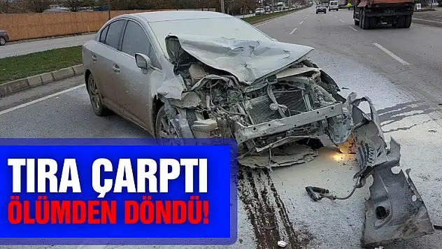 Samsun'da tıra arkadan çarpan otomobiilin sürücüsü ölümden döndü