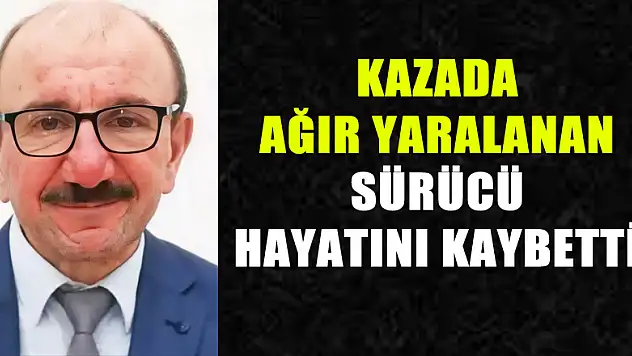 Kazada ağır yaralanan sürücü hayatını kaybetti