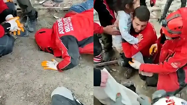 Enkazdan çıkarılan küçük kızın 'abimi çıkarmadınız mı daha' sözleri yürekli sızlattı
