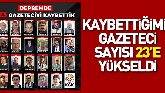 DEPREMDE KAYBETTİĞİMİZ GAZETECİ SAYISI 23'E YÜKSELDİ