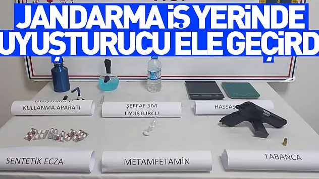 Jandarma iş yerinde uyuşturucu ele geçirdi