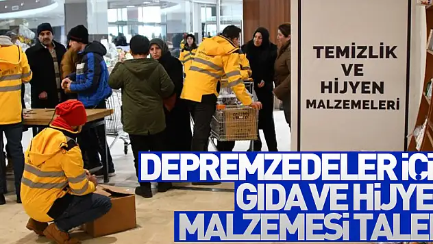 Depremzedeler için gıda ve hijyen malzemesi talebi