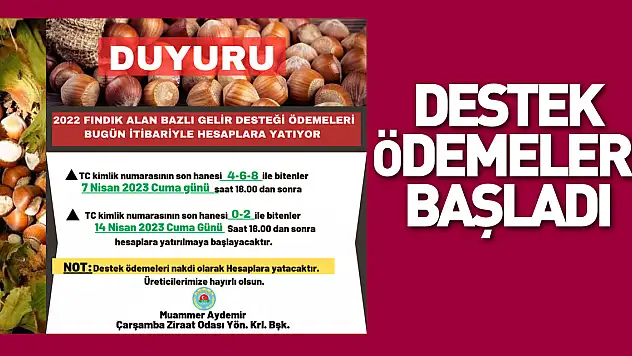 Destek Ödemeleri Başladı