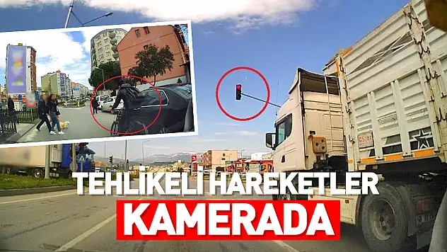 Trafikte tehlikeli hareketler kamerada