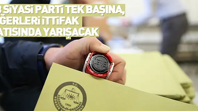 Seçimde 13 siyasi parti tek başına, diğerleri ittifak çatısında yarışacak