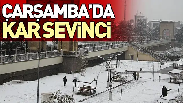 Çarşamba'da kar sevinci