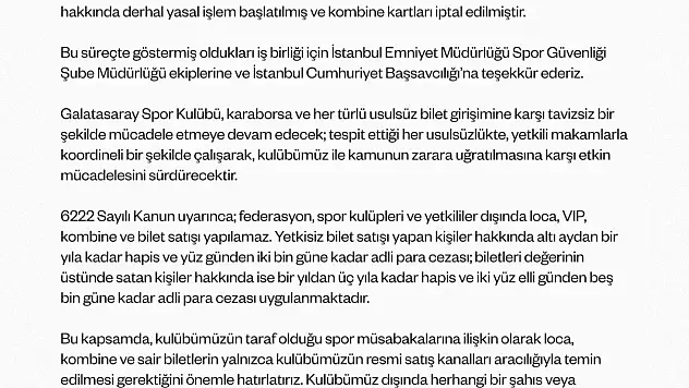 Galatasaray'dan kaçak giriş ve stat sorumlusu açıklaması