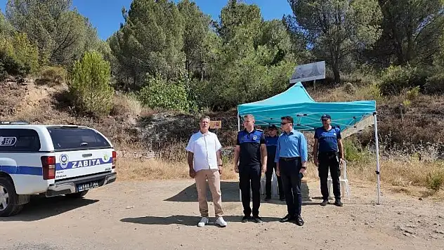 Zabıtalardan orman yangını nöbeti