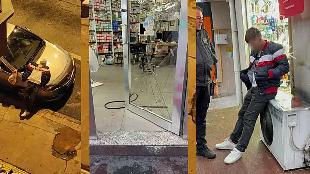 Kapı camını kırıp girdiği avizeci dükkânında uyuyakaldı