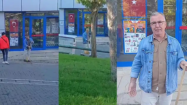 Muhtar süpürgeyi elinden bırakmıyor: Örnek davranış mahalle sakinlerini sevindirdi!
