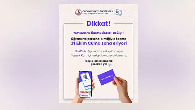 OMÜ'de yemekhane ödemelerinde yeni dönem başlıyor