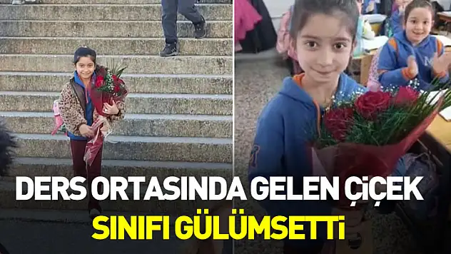 Samsun'da öğrenciye babasından sınıfta sürpriz çiçek